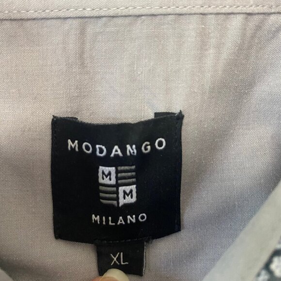 Modango Milano Navy Diamond-Print Short Sleeve Shirt | XL (Size 7) - Picture 4 of 7